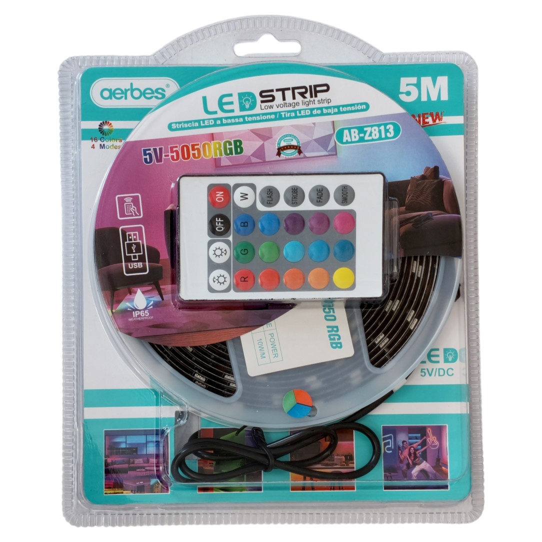 LED szalag, RGB | IP65 | 5m | USB táp | AB-Z813-5M-USB