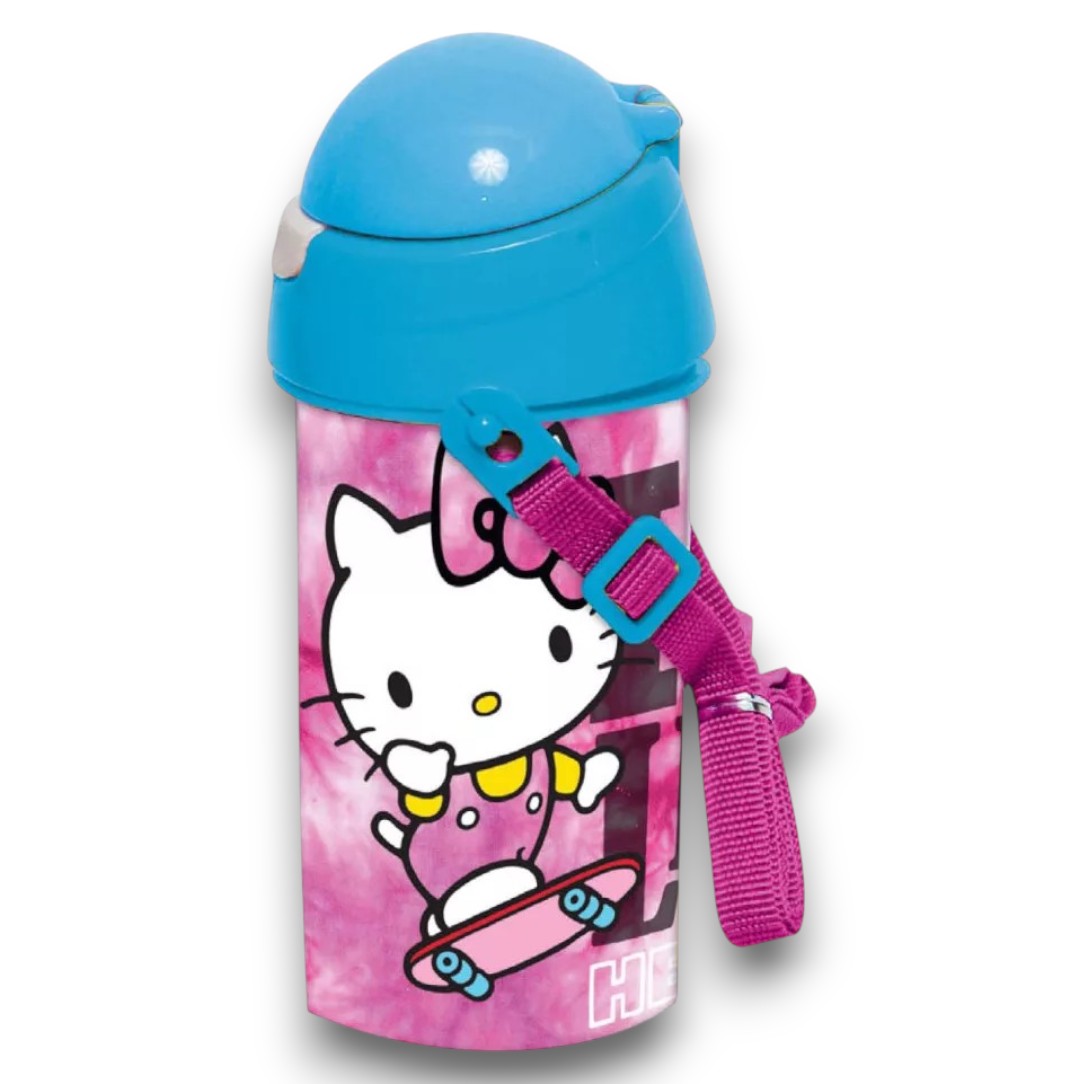 Műanyag, Kulacs 500ml | Hello Kitty Skateboard szívószálas