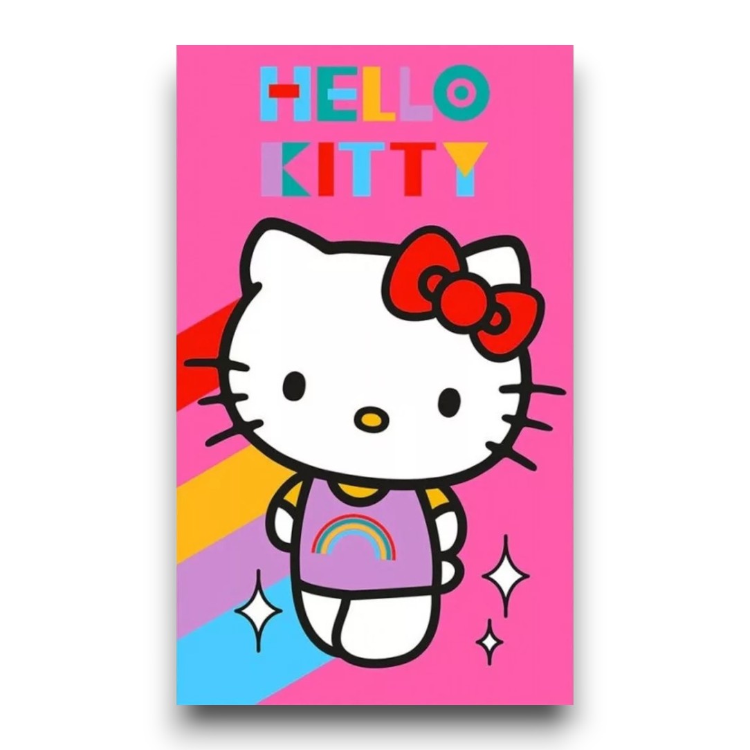 Ovis törölköző, Hello Kitty Rainbow kéztörlő, arctörlő, törölköző 30x50cm