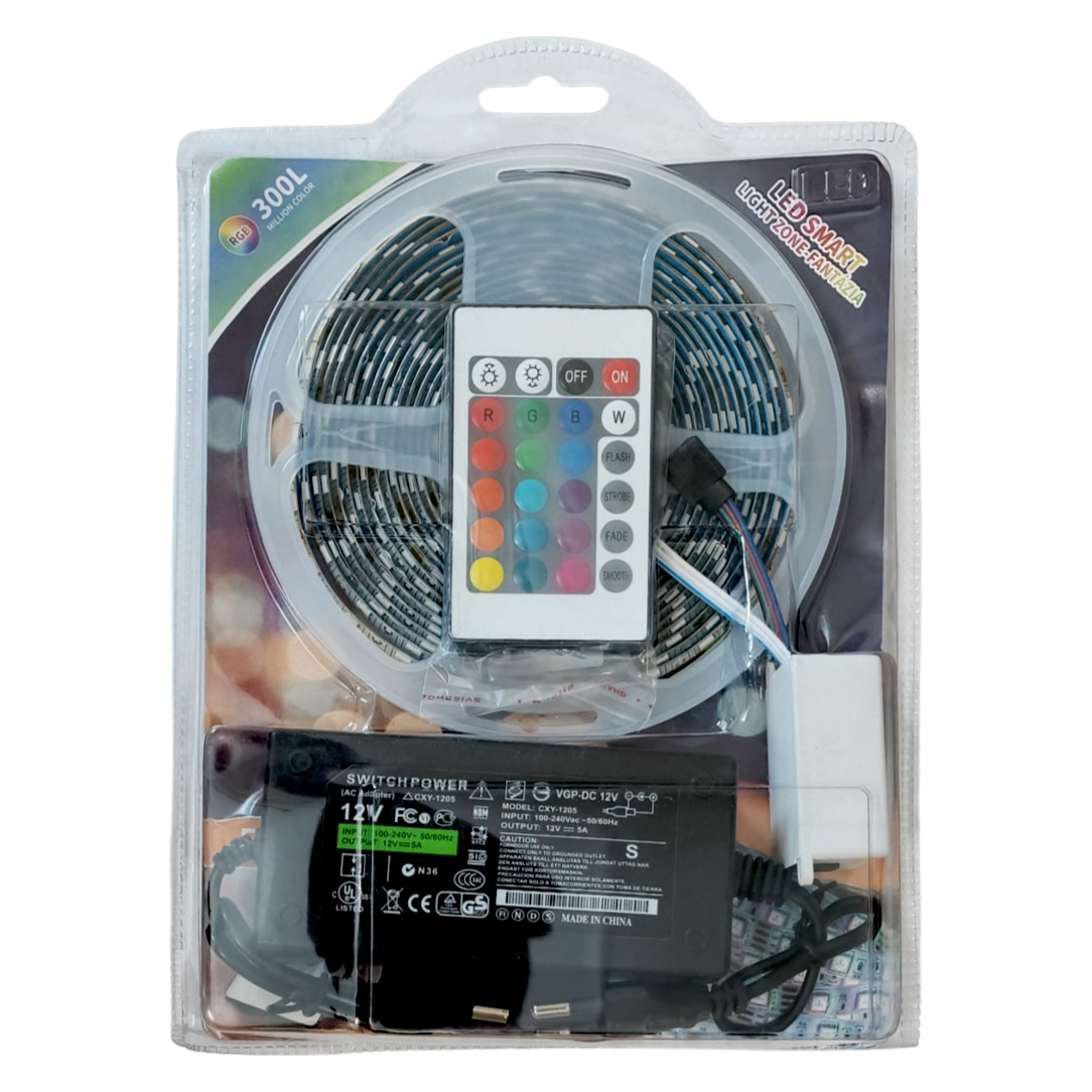 LED szalag, RGB | IP65 | 5m | Távirányító | 220V táp | Távirányító