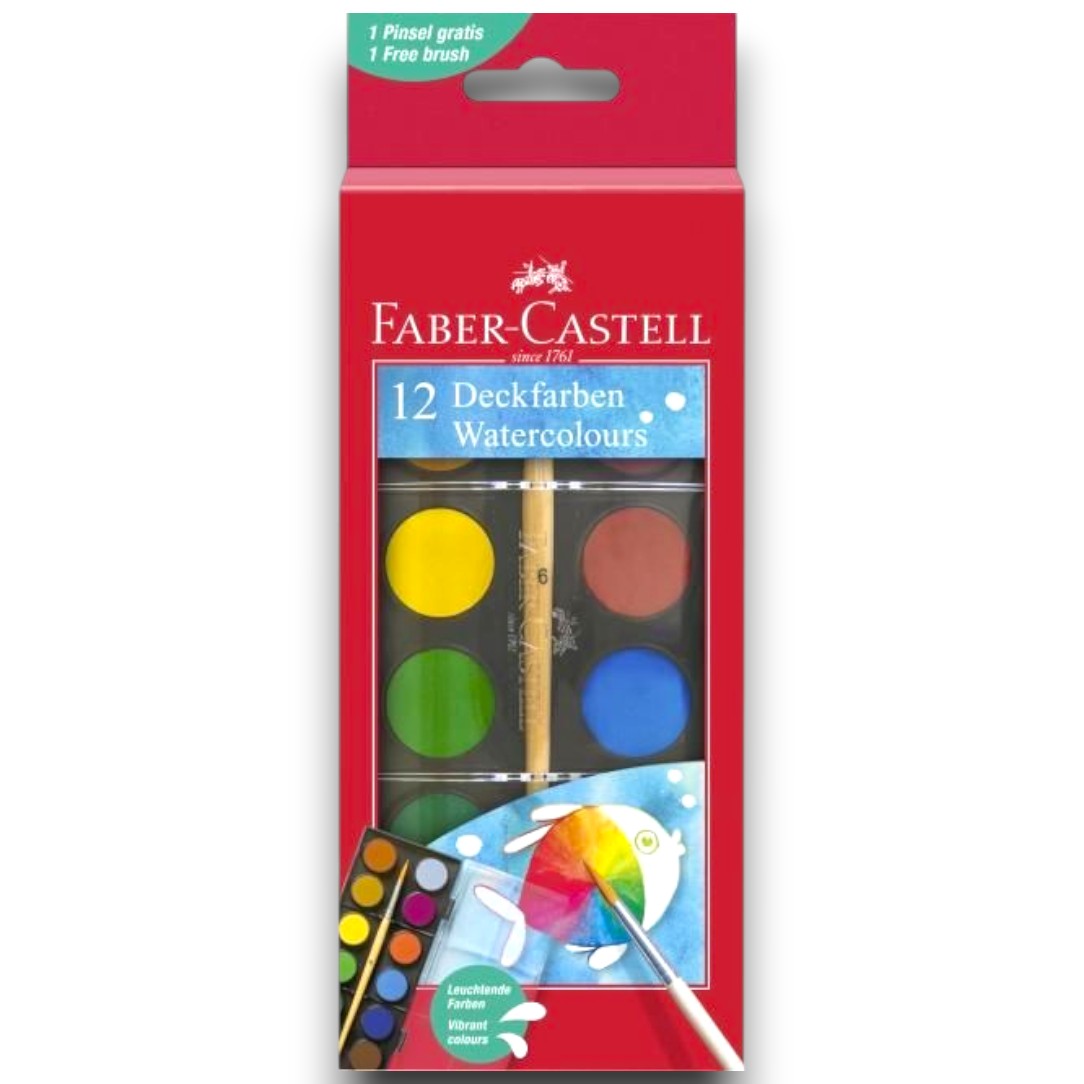 Vízfesték, 12-es Faber-Castell 24mm+ecset