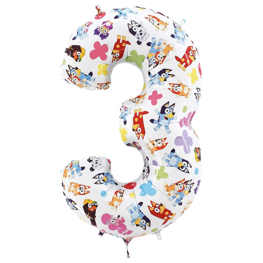 Lufi, Bluey Friends 3-as szám fólia lufi 66 cm