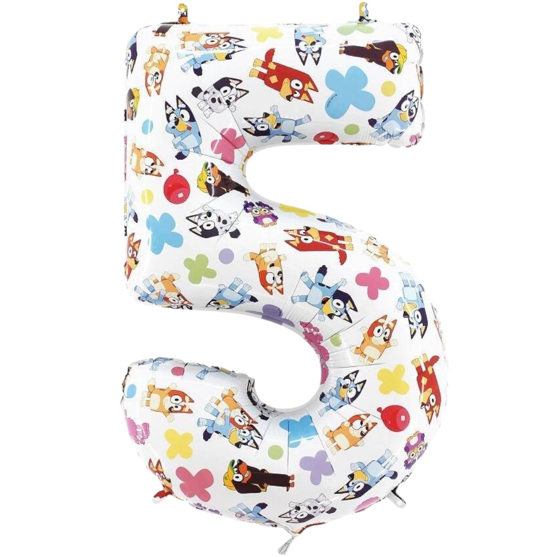 Lufi, Bluey Friends 5-ös szám fólia lufi 66 cm