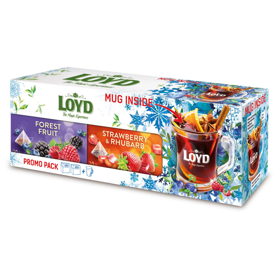 Tea, Loyd box + pohár (Forest Fruit & Strawberry Rhubarb)