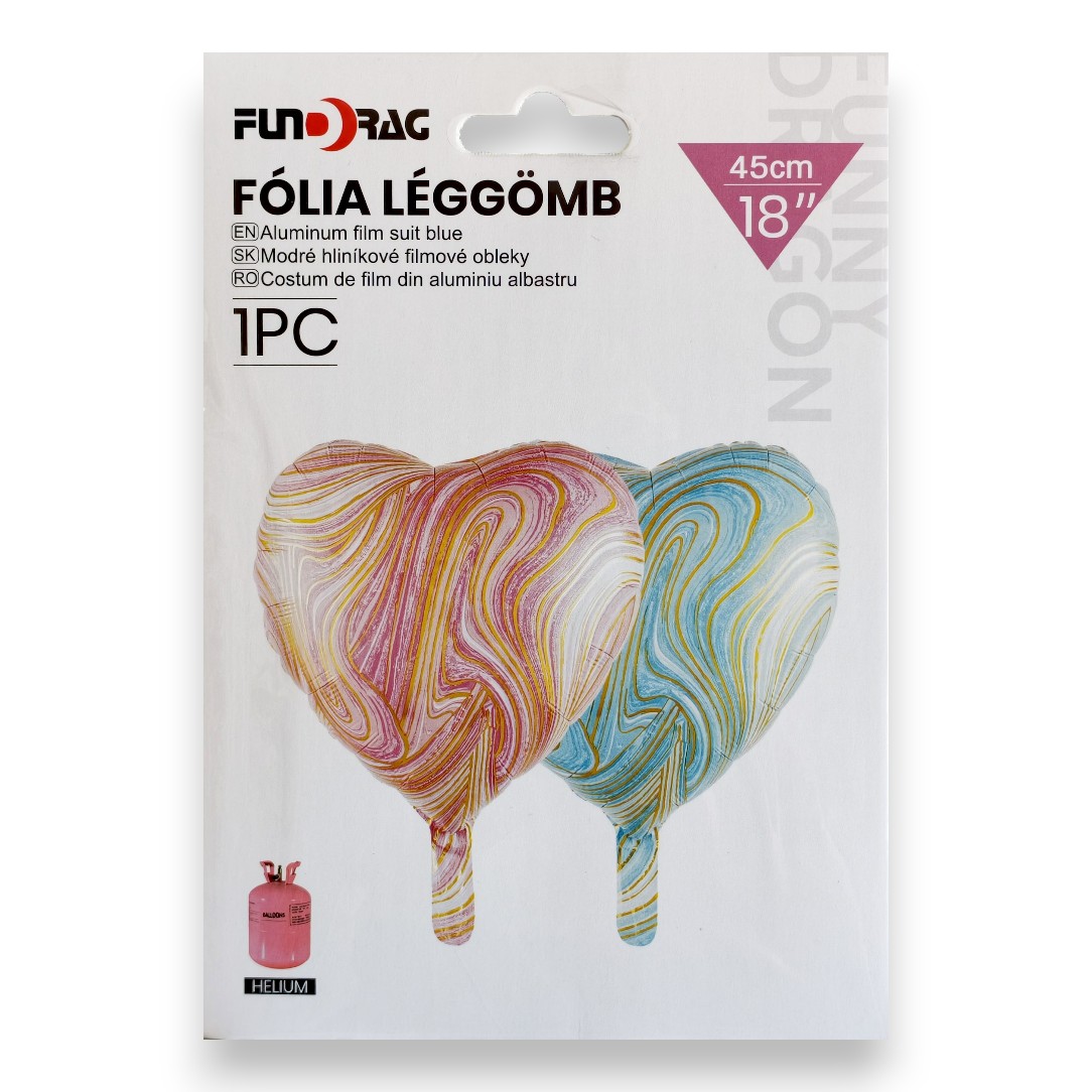 Lufi, Fólia Szív kék vagy rózsaszín 45cm  614209