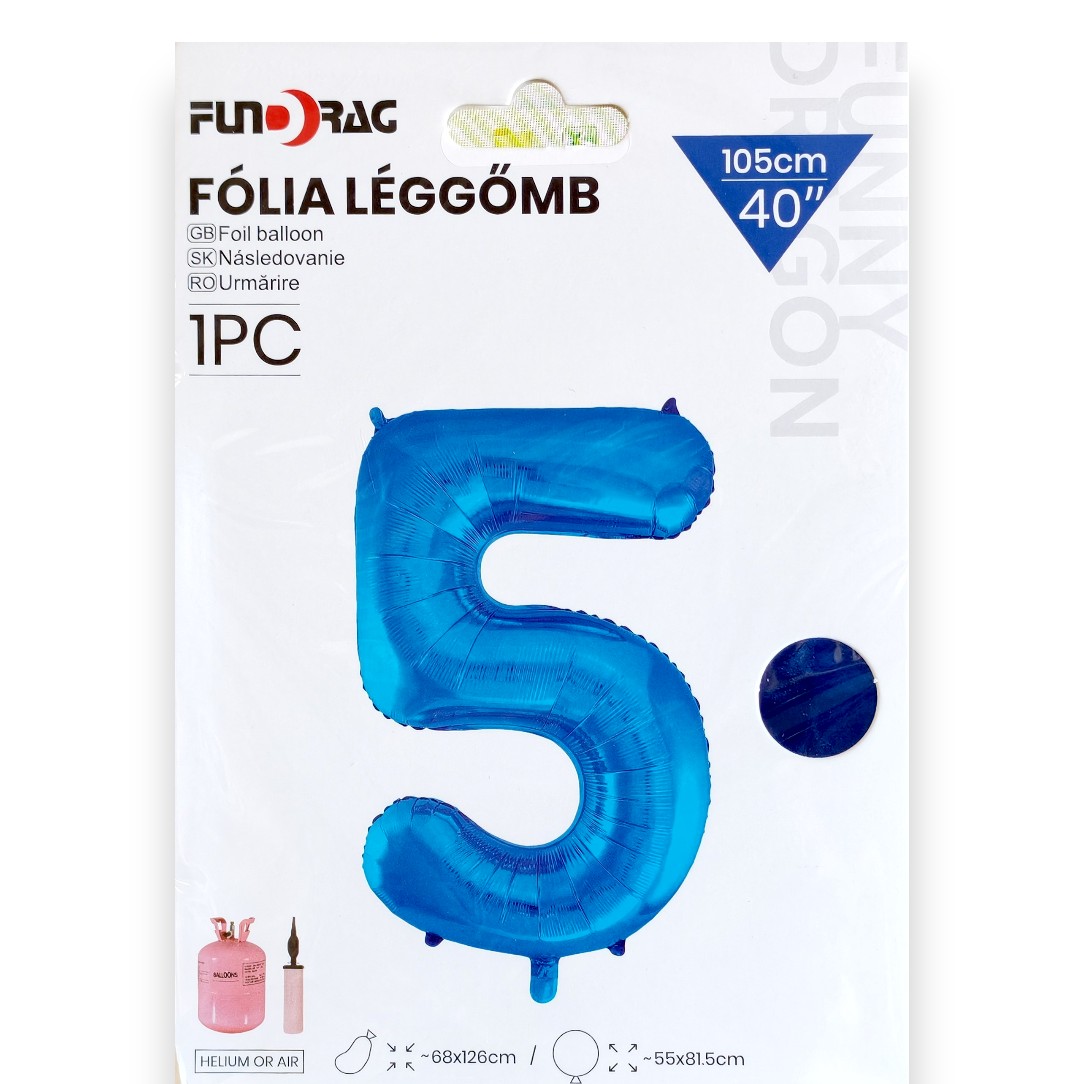 Lufi, Fólia 5-ös 40" Héliummal tölthető kék