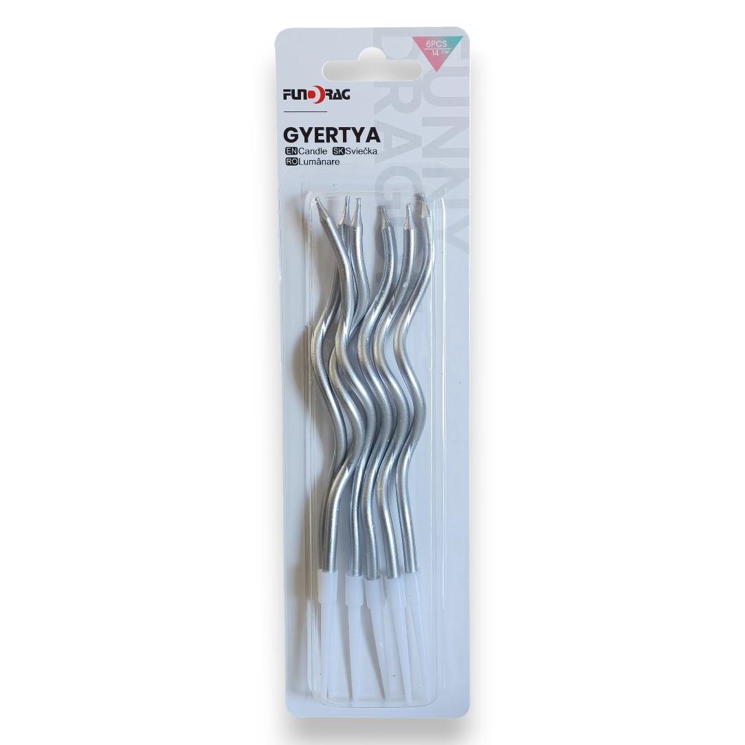 Gyertya, Szülinapi hullámos ezüst 6db/cs 643711