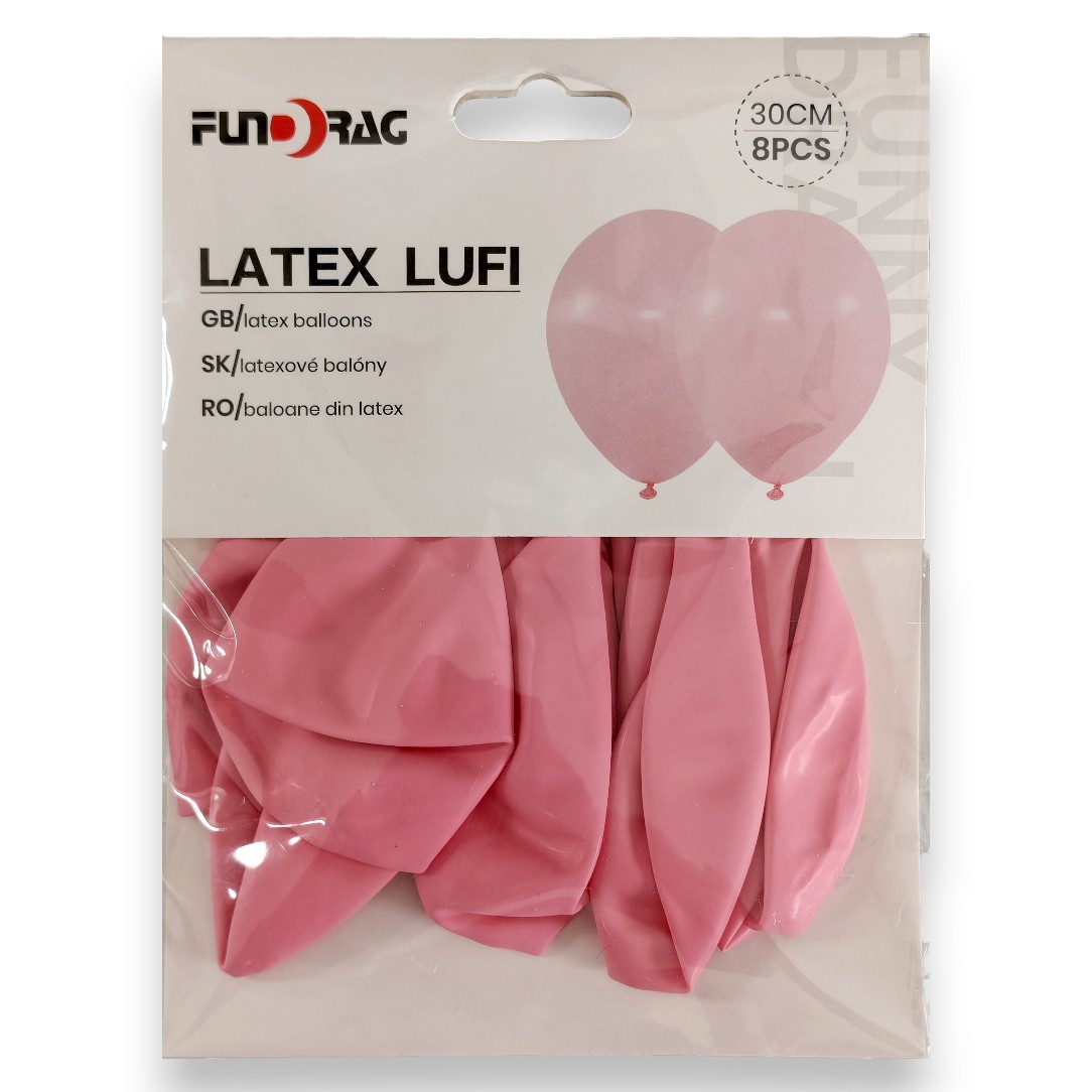 Lufi, Latex 30cm | 8db/cs | rózsaszín | 653451