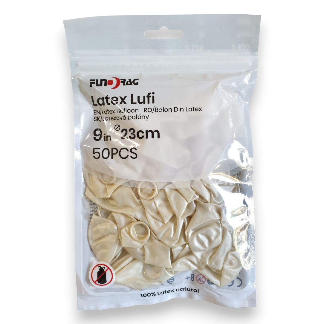Lufi, Latex 23cm gyöngyház fehér 50db 655486