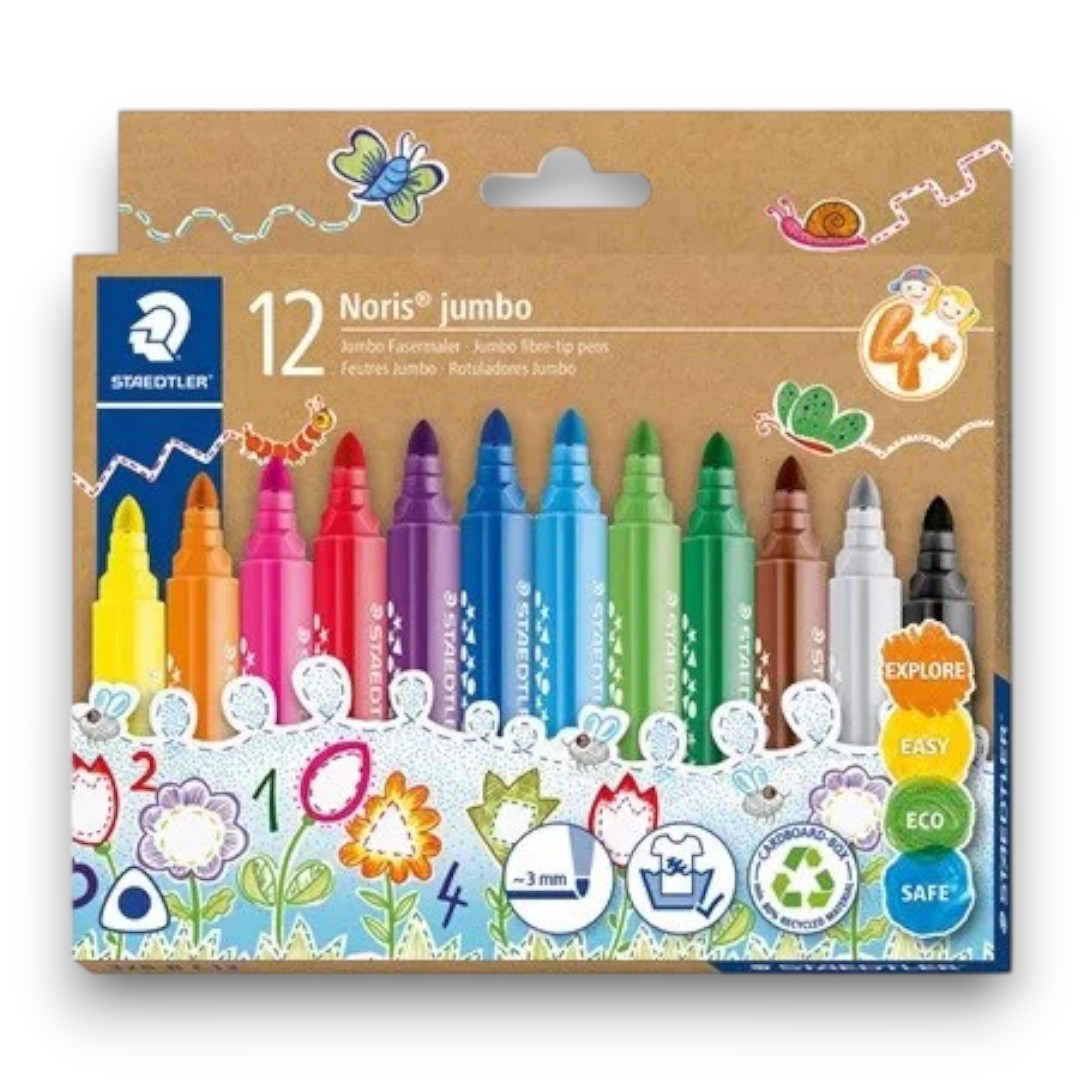 Marker, 12 szín Staedtler Noris háromszögletű jumbo