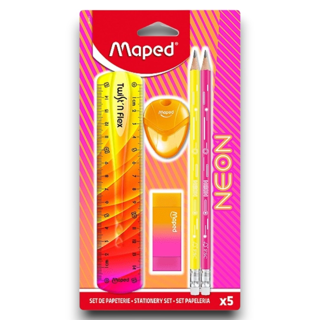 Írószer szett, Maped, lapon, neon