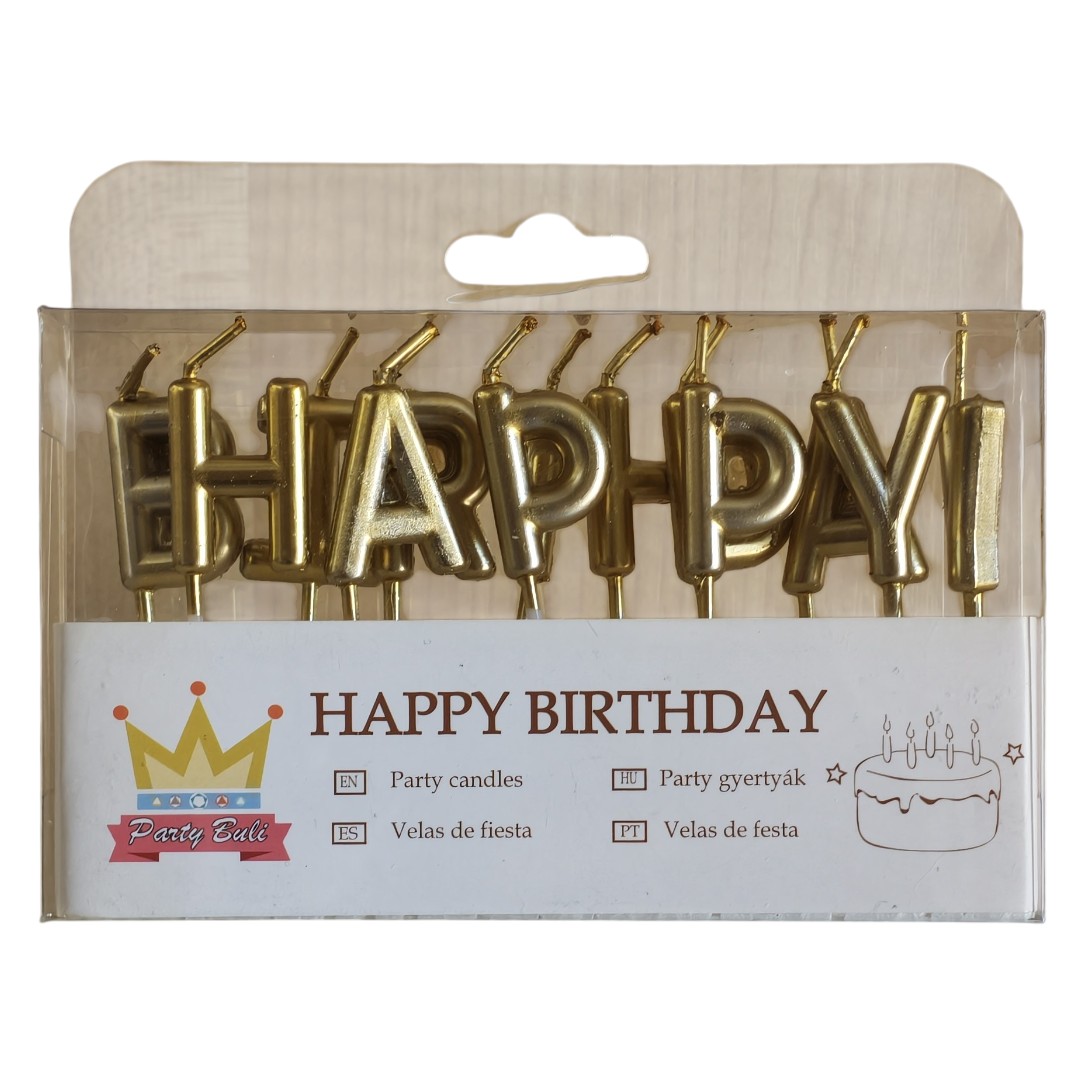 Gyertya, Szülinapi Happy Birthday arany 898081