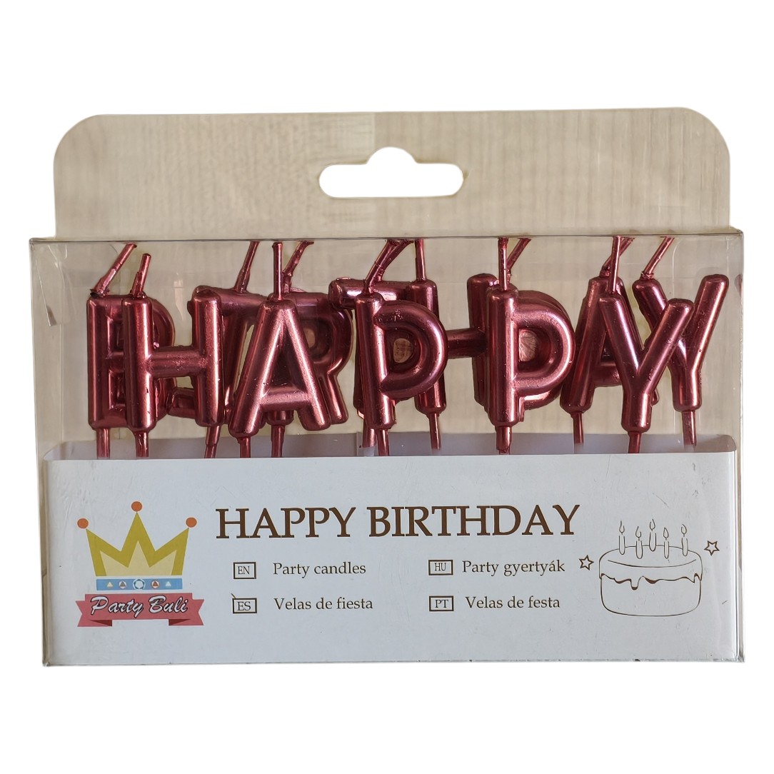 Gyertya, Szülinapi Happy Birthday rozgold 898104