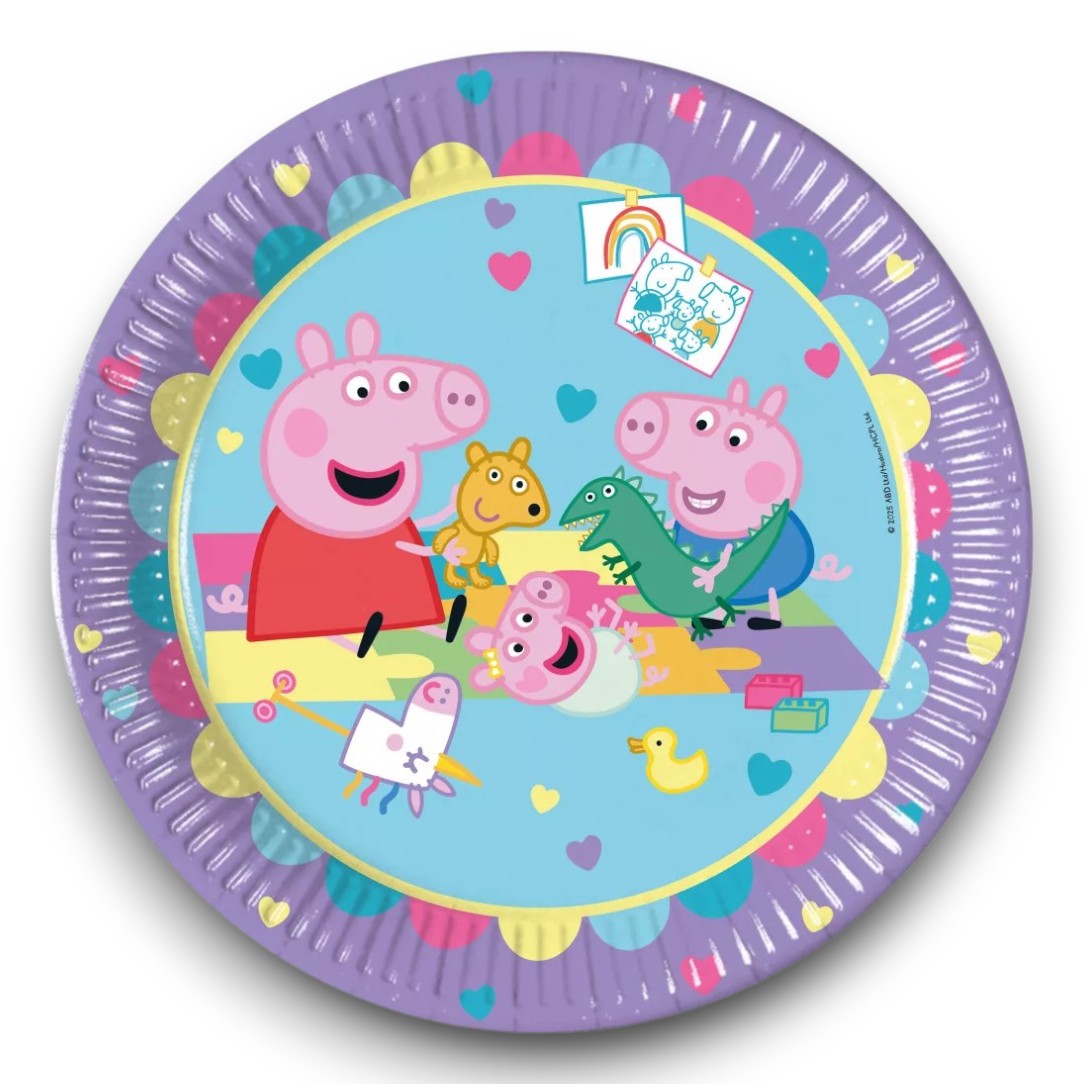 Tányér, Papír 23cm Peppa malac With Love 8db/cs