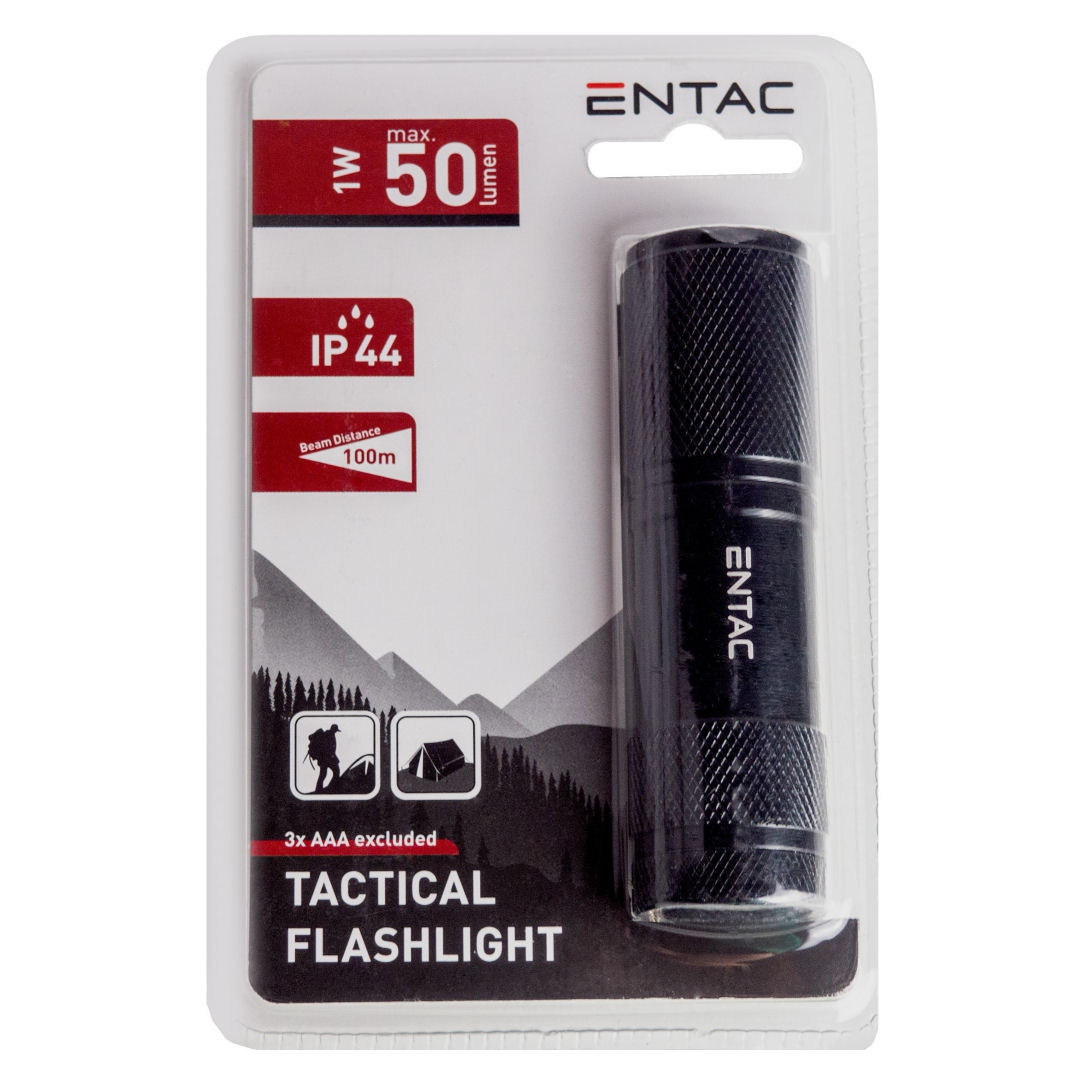 Zseblámpa, Entac 3AAA 1W 9led Aluminium Fekete