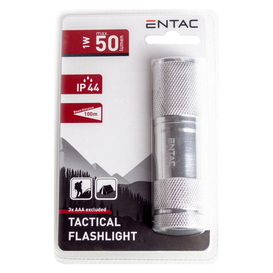 Zseblámpa, Entac 3AAA 1W 9led Aluminium Ezüst