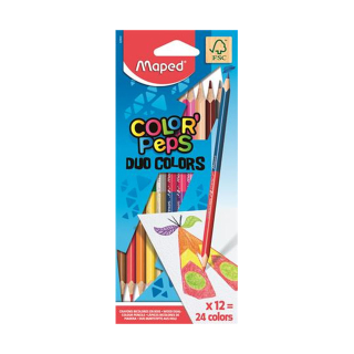 Színes ceruza, 12 szin Maped "Color`Peps Duo", háromszögletű