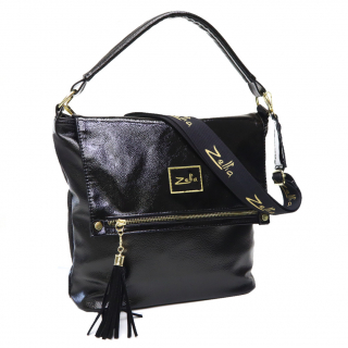 Új Női táska, Zellia, 17051, Fekete-lakk