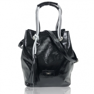 Új Női táska, Zellia, C200, Fekete-lakk
