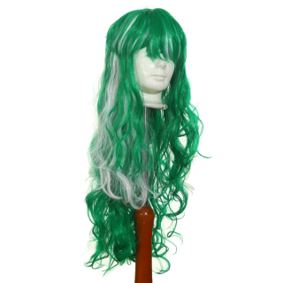 Zöld-fehér, hullámos frufrus Paróka, haj