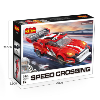 Építő játék, COGOŽ 3425 | Lego kompatibilis | 195 db építőkocka | Piros GT versenyautó