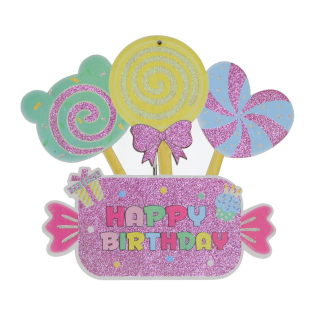 Dekoráció Happy Birthday tábla cukorkák
