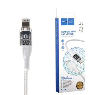 Kábel, USB | Lighting 1m Yooup L06 transparent fehér