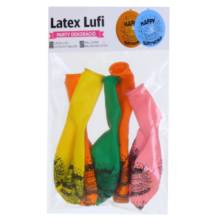 Lufi, Latex Happy Birthday színes 5db/cs
