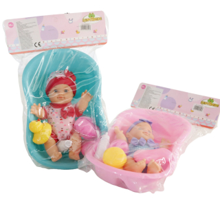 Lányos játék, Fürdőkád babával + kiegészítők No.034 CJ-4180892, több szinben gyártott termék!