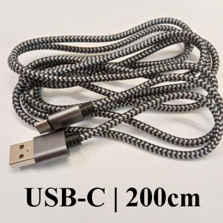 Kábel, USB 2.0-USB-C2m, textil bevonat, kiváló minőség