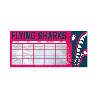 Órarend, Ars Una Egylapos Kétoldalas Flying Sharks 232x109mm