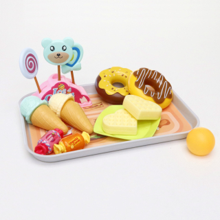 Lányos játék, Étel szett fagylalt, édességek, fánk, tálcán BZ3615