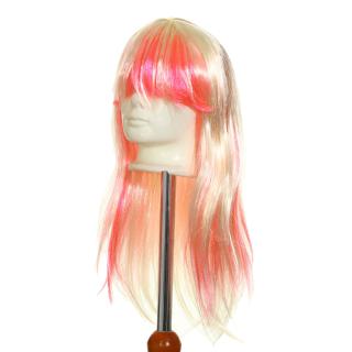 Pink csíkokkal, egyenes, frufrus Paróka, haj