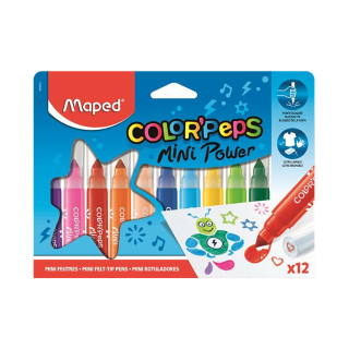 Rostiron, Készlet, Kimosható, Maped "Color`Peps Mini Power", 12 szín