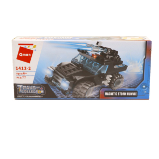 Építő játék, Qman 1413-2 | Lego kompatibilis | 77db | Mágneses vihar terepjáró