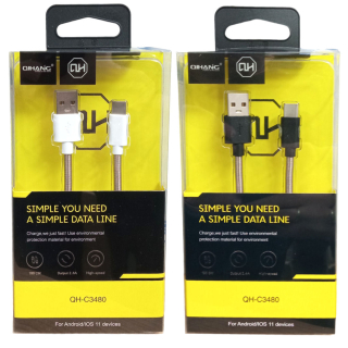 Kábel, USB | USB-C 1m QH-C3480 | Rugós védővel