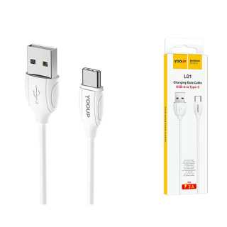 Kábel, USB | USB-C 1m, fehér Yooup L01