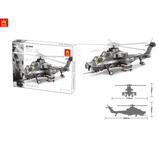 Építő, WANGEŽ 4002 | legó-kompatibilis katonai építőjáték | 264 db építőkocka | Katonai helikopter