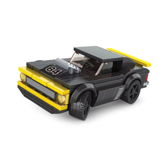 Építő játék, WANGEŽ 2884 | Lego kompatibilis | 119db építőkocka | Sárga szürke sportkocsi
