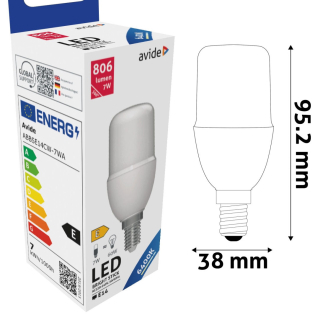 LED Izzó, 7W E14 6400K Avide, Bright Stick (hideg fehér)